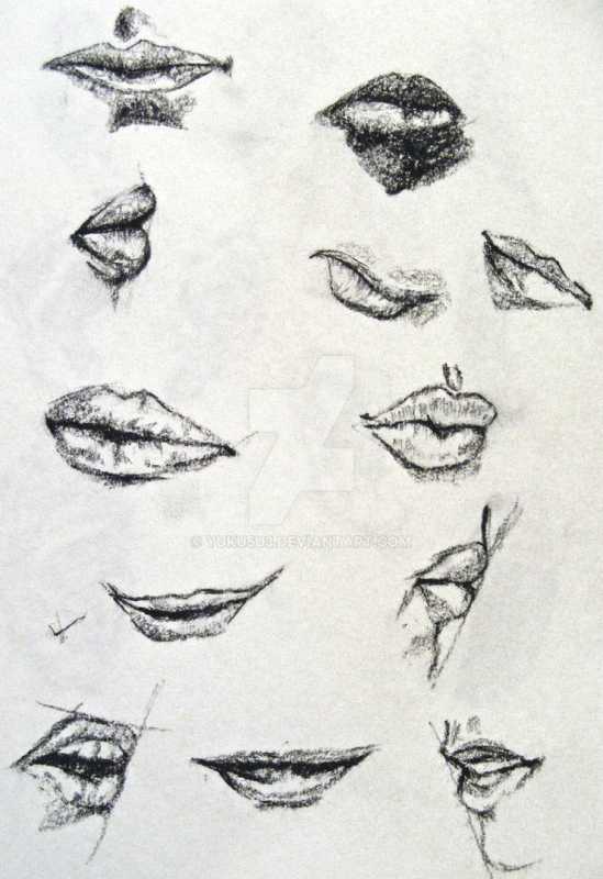 Скетчи ручкой губы