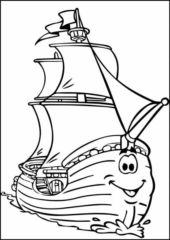 Корабль раскраска для детей