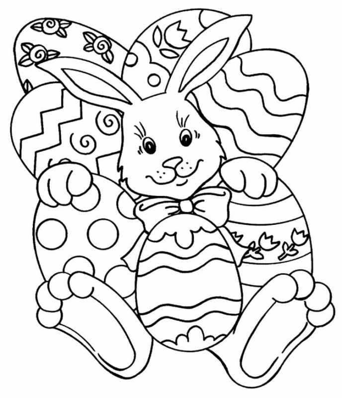Раскраска Пасхальный заяц и яйцо