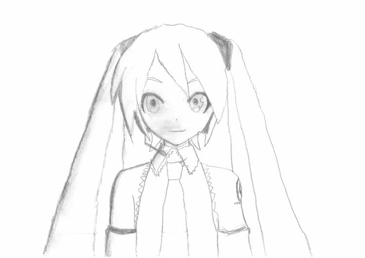 Хатсуне Мику рисунок для срисовки