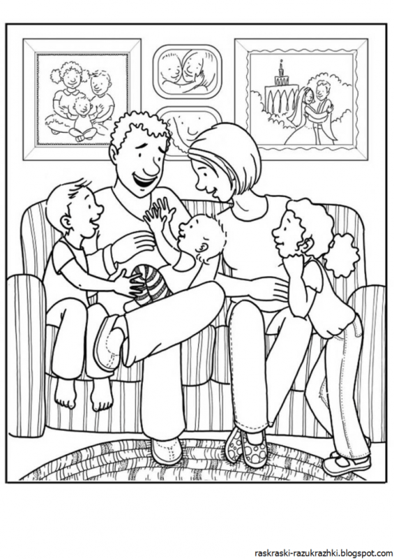 Семейный ужин раскраска