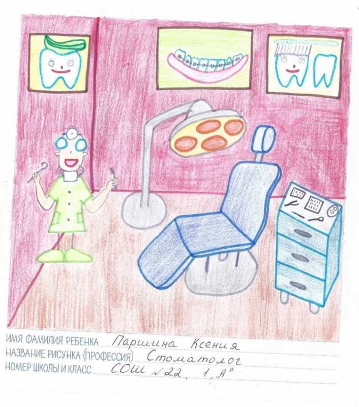Детский рисунок на тему стоматолога