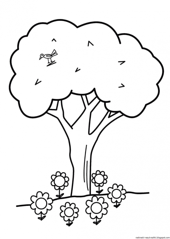 Дерево раскраска для детей