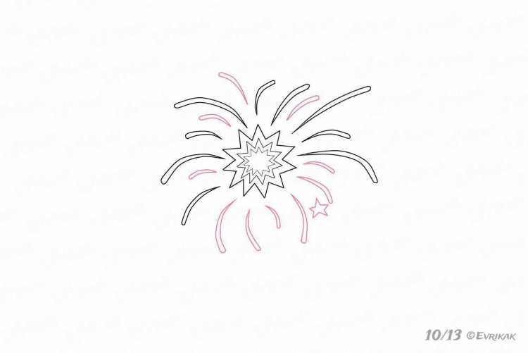 Фейерверк на белом фоне черно белый