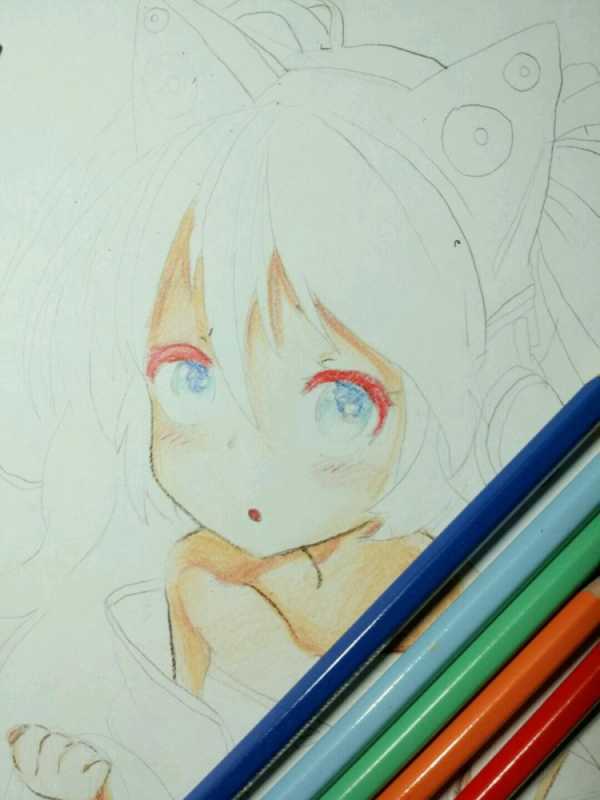 Простые аниме зарисовки цветными карандашами