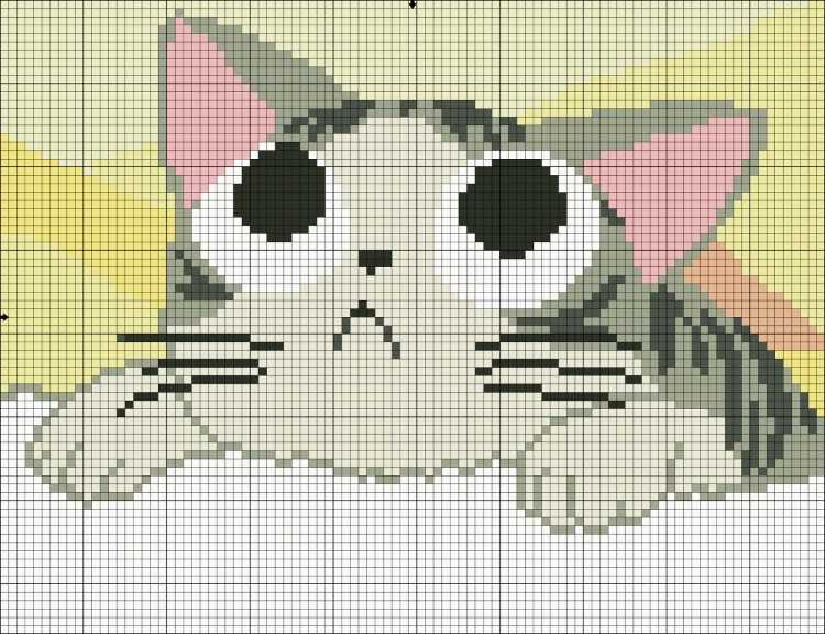 Вышивка крестом аниме котик