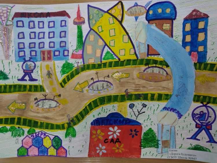 Город будущего рисунок