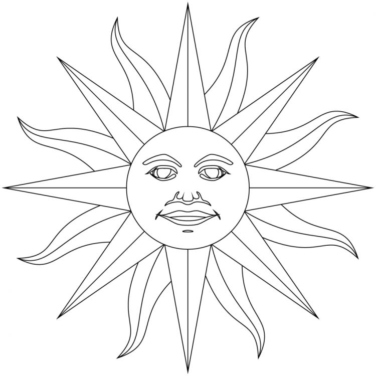 Солнышко с зонтом раскраска