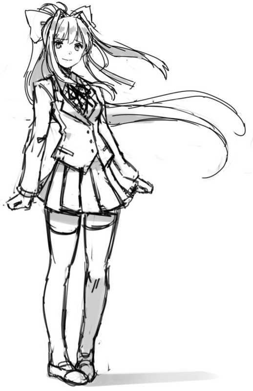 Аниме девушки в полный рост карандашом для срисовки