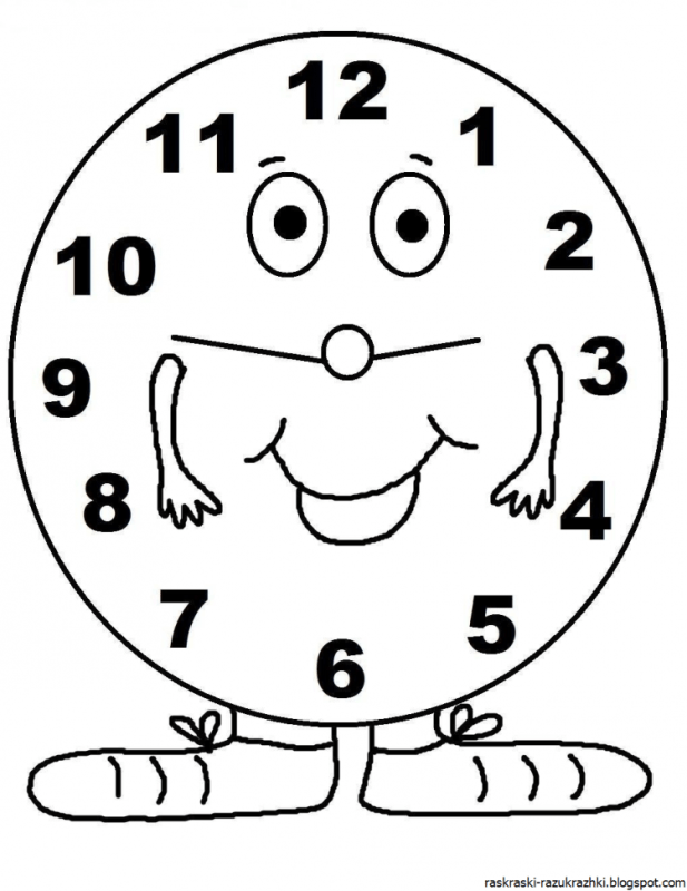 Веселые часики раскраски