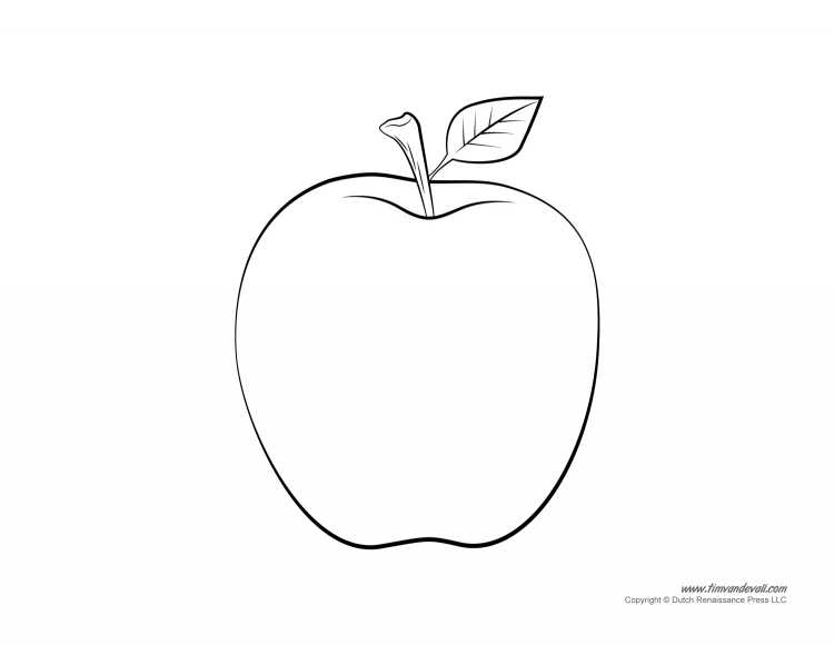 Яблоко раскраска для детей