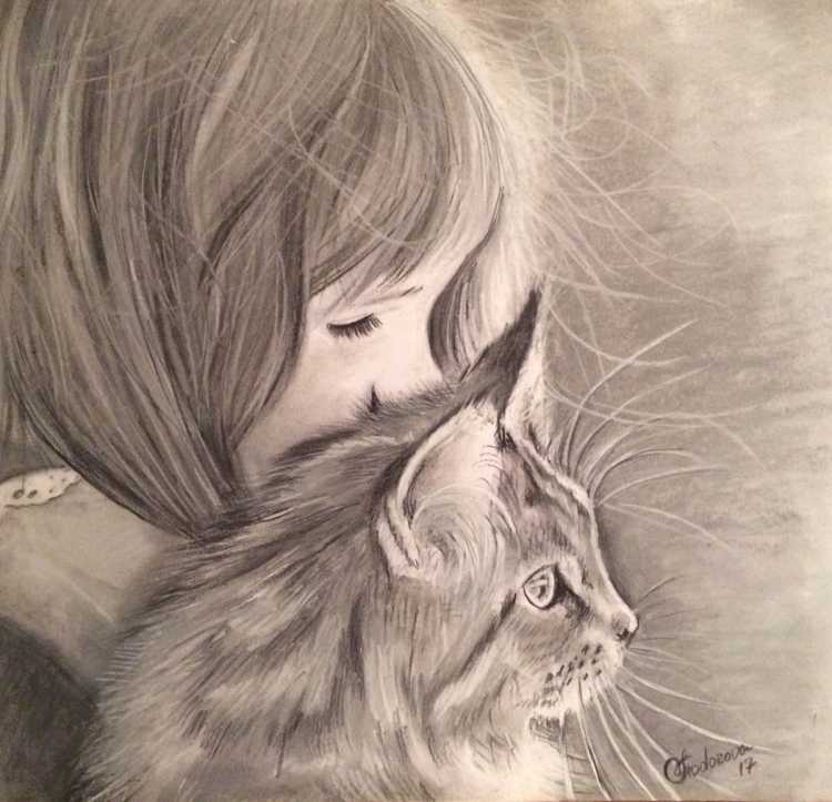 Нарисовать девушку кошку