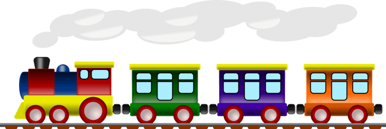 Паровоз с вагонами на белом фоне