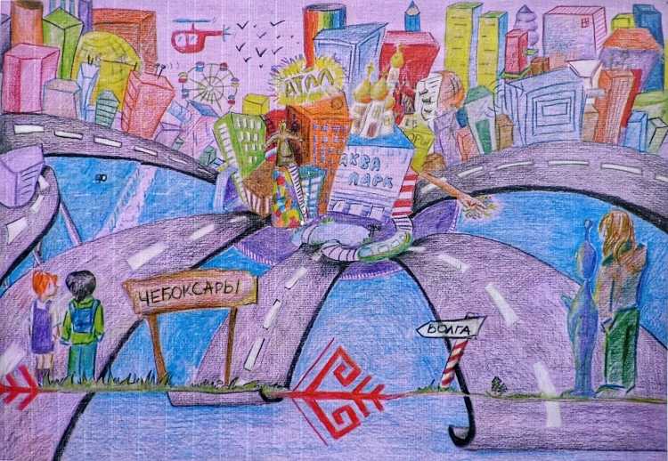 Город будущего рисунок