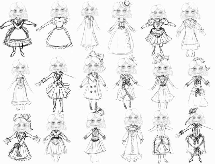 Модели девочек для рисования платьев