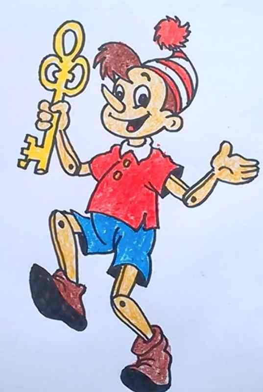 Буратино раскраска для детей