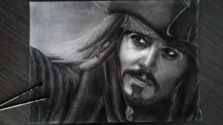 Джонни Депп карандашом пират