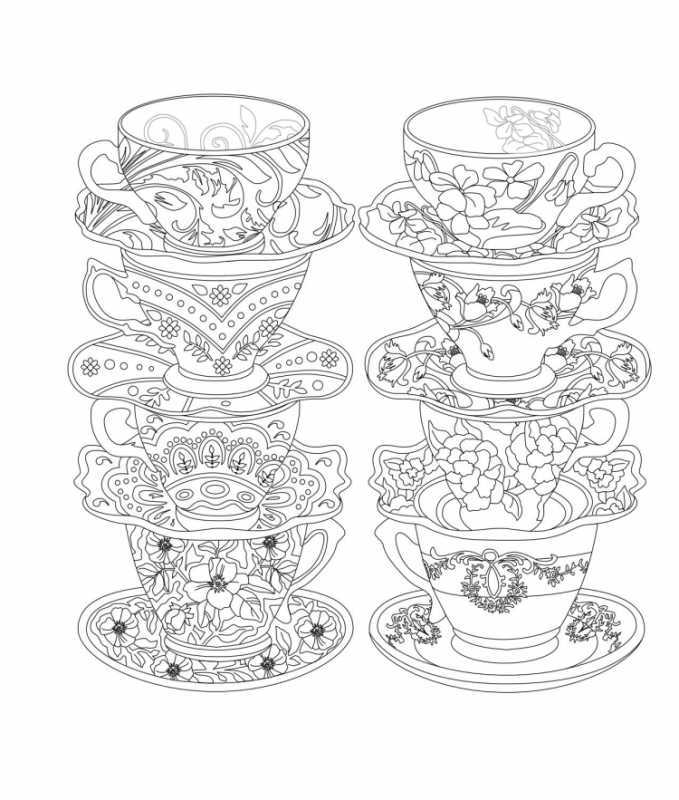 Раскраски антистресс посуда