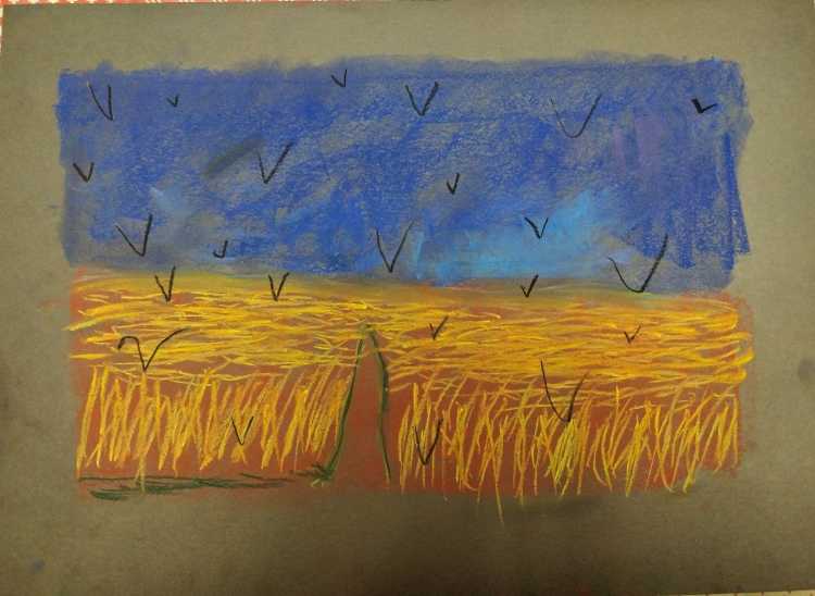 Пшеничное поле Ван Гог Пластилиновая живопись