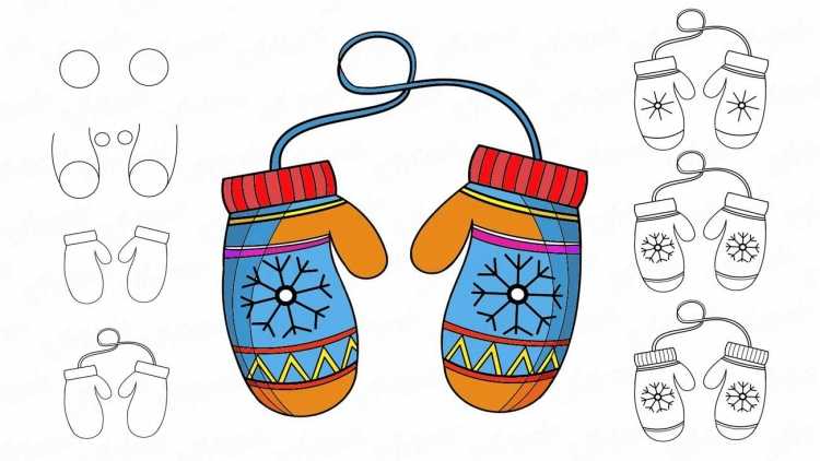 Раскрашиваем варежки