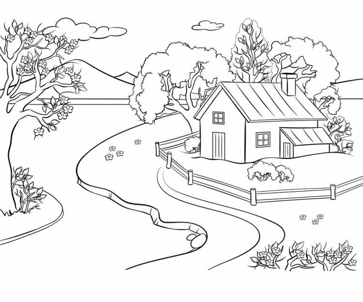 Раскраска пейзаж