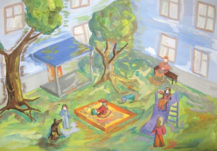 Город детства рисунок детский