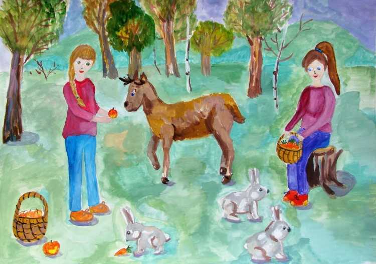 Рисунки учащихся художественных школ на тему животные