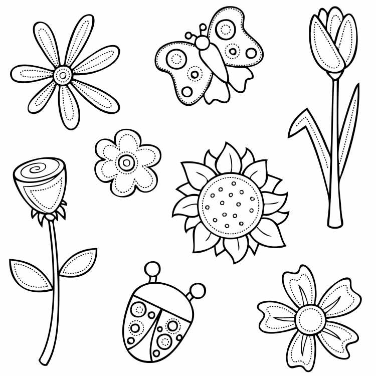 Цветы. Раскраска для малышей