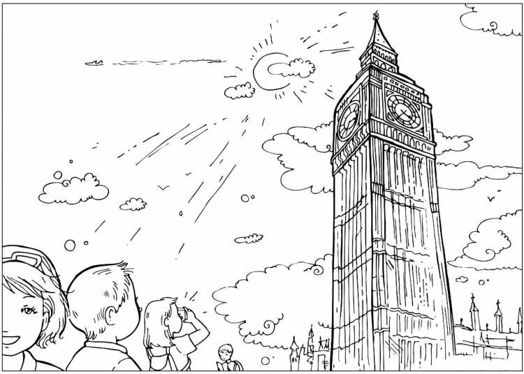 Биг Бен Англии раскраска