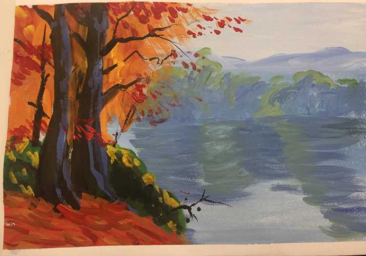 Рисование для детей осенний пейзаж