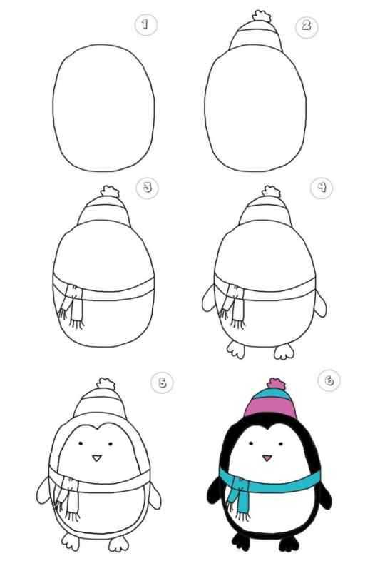 Пингвин рисунок поэтапно
