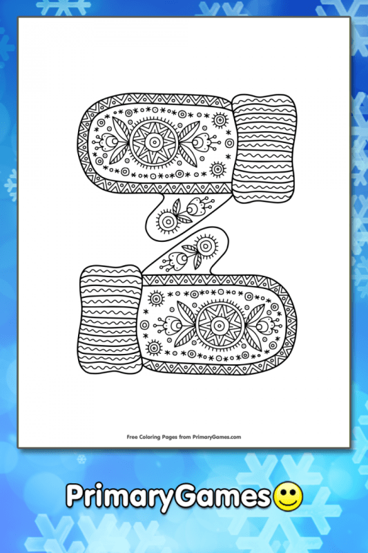 Раскраска рукавички с орнаментом