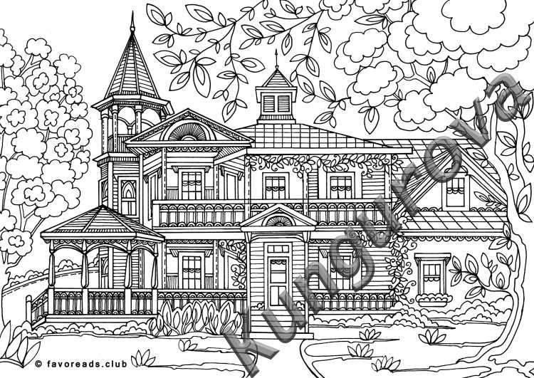 Красивый домик для раскрашивания