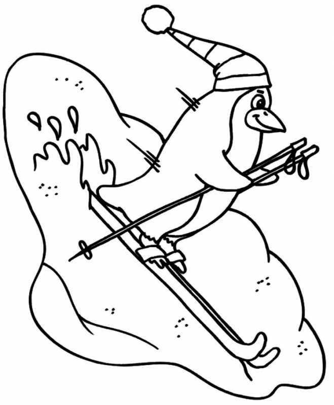 Лыжи раскраска для детей