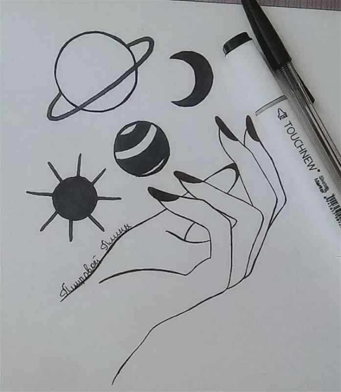 Срисовки космос легкие