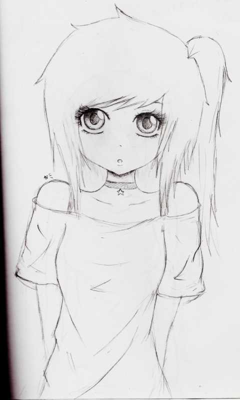 Наброски аниме девушек для разукрашивания