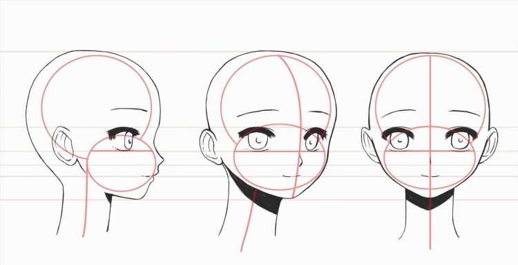 Рисование головы аниме