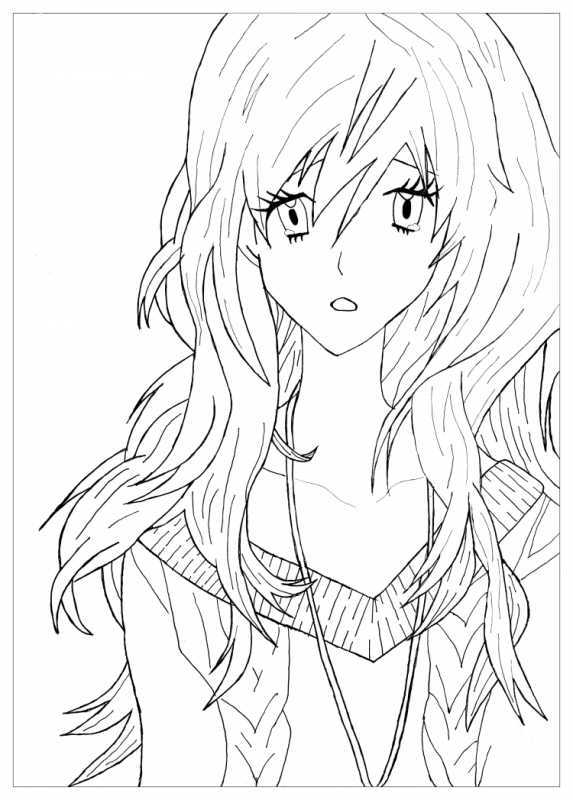 Аниме для разукрашивания девушка