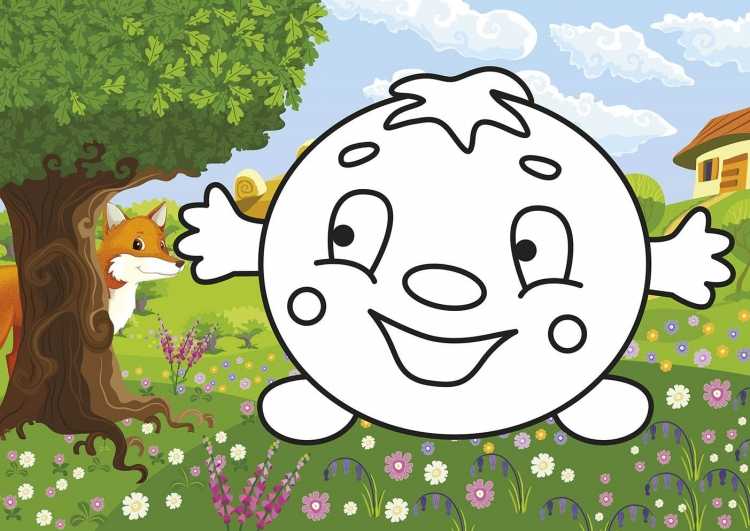 Волк из колобка раскраска