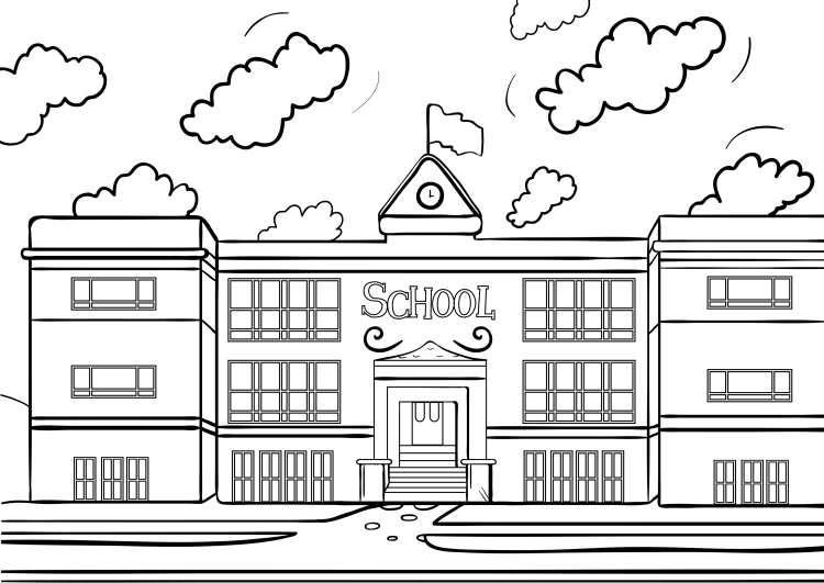 Раскраска школа здание школы