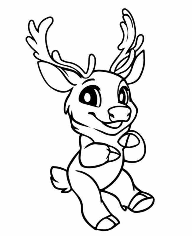 Раскраска олень новогодний