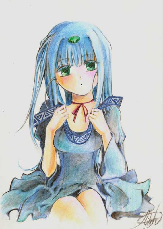 Аниме цветными карандашами