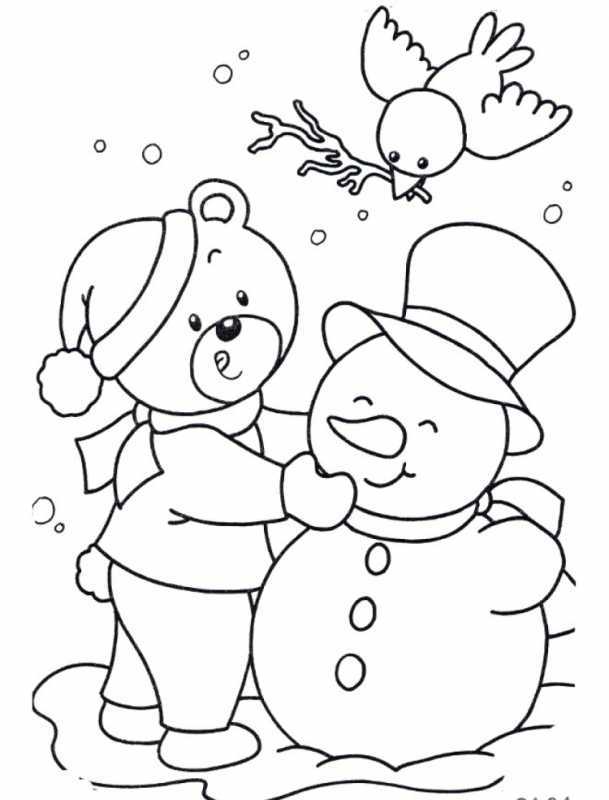 Зима раскраска для детей