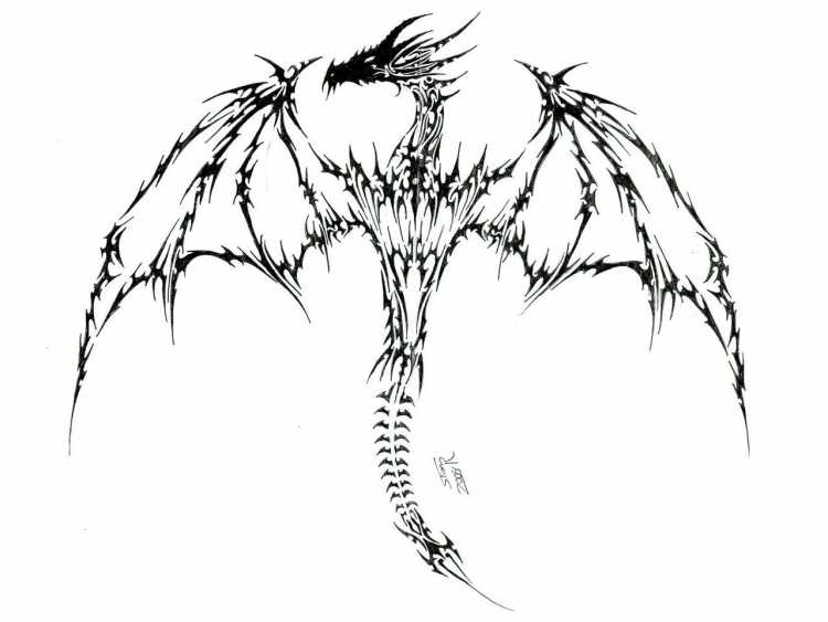 Костяной дракон тату
