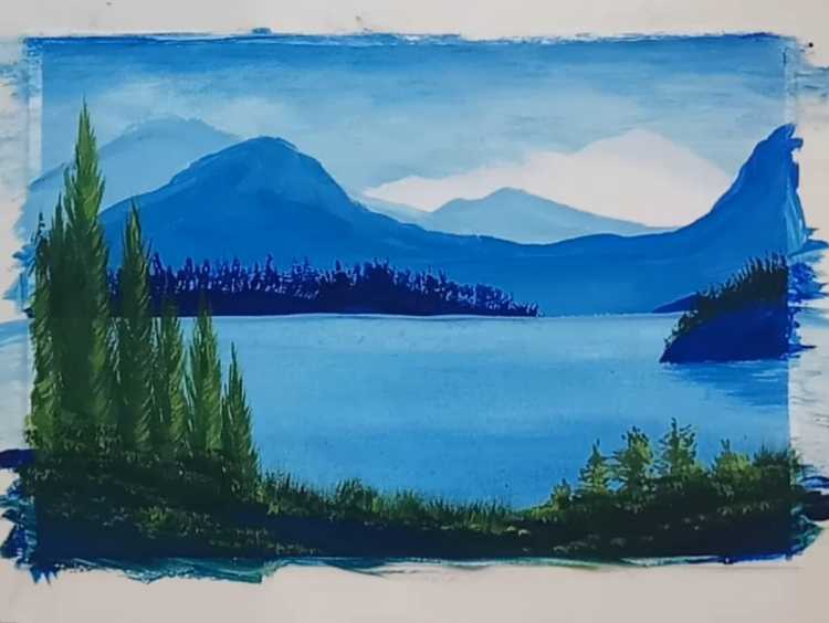 Рисование горного пейзажа