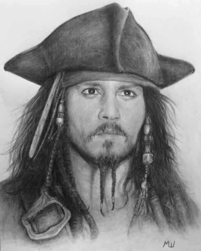Джонни Депп карандашом пират