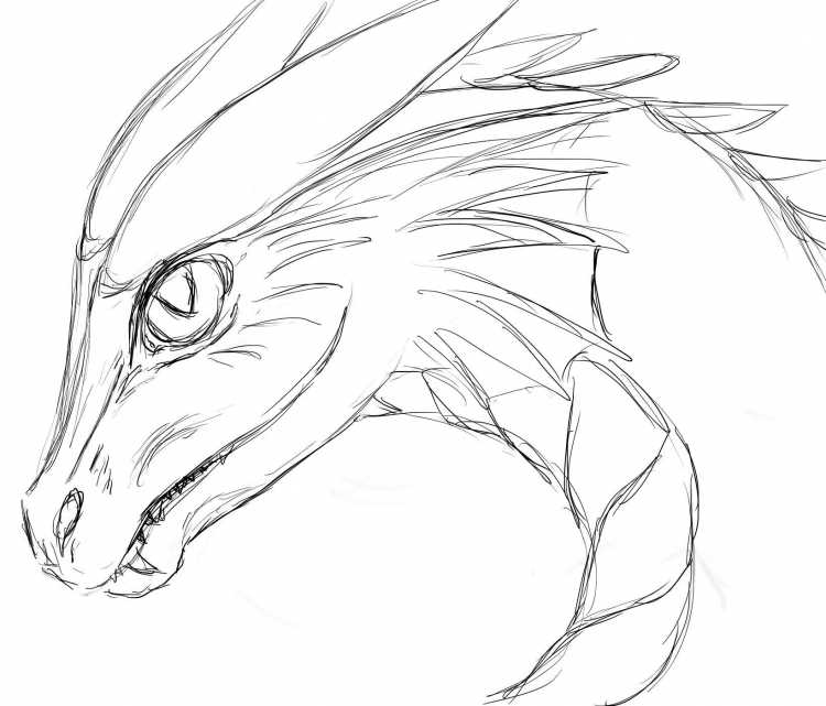 Дракон рисунок карандашом