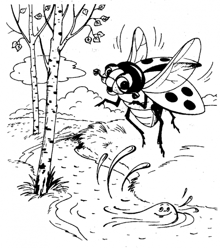 Оса на Поляне раскраска