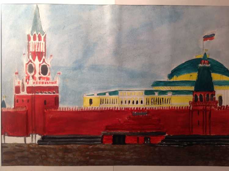 Спасская башня Кремля рисование Комарова