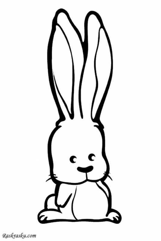 Зайка раскраска для малышей